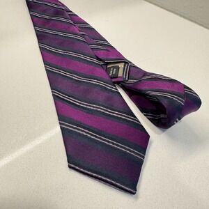 Calvin Klein Tie Purple Stripe‎ Necktie Silk Preppy Casual Mens Adult Formal